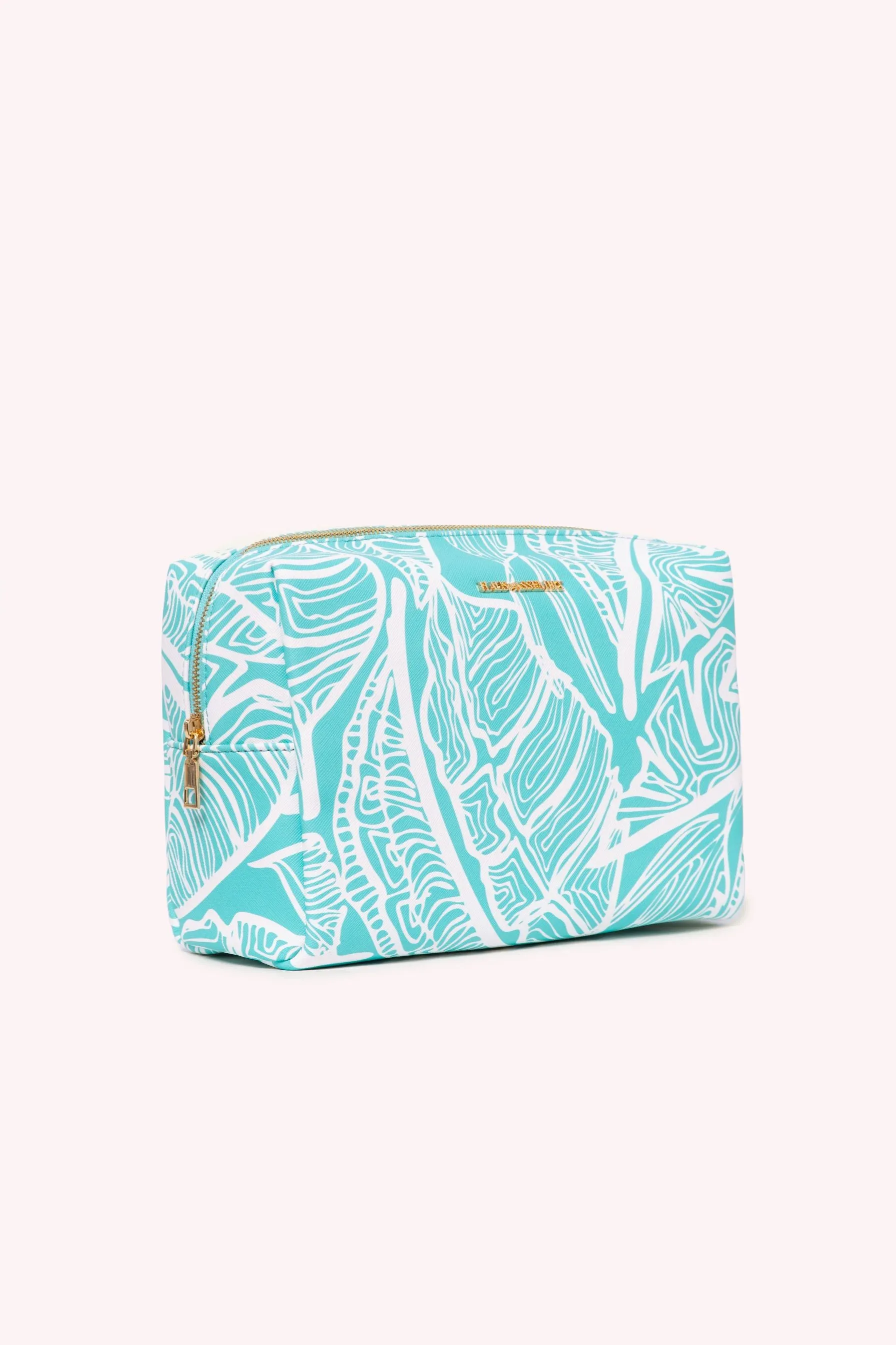TOILETRY BAG-  AQUA BANANA LEAVES