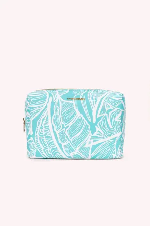 TOILETRY BAG-  AQUA BANANA LEAVES