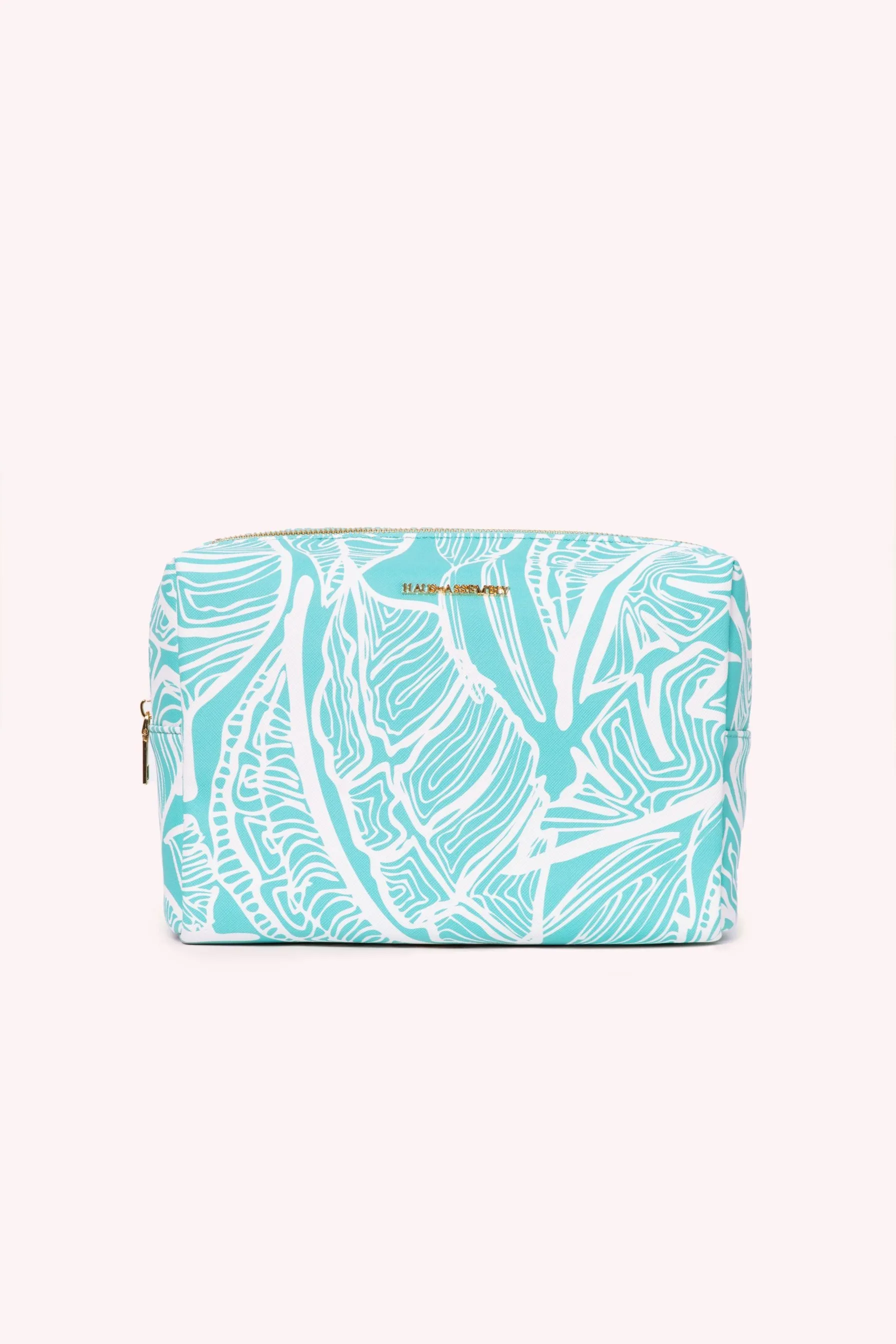 TOILETRY BAG-  AQUA BANANA LEAVES