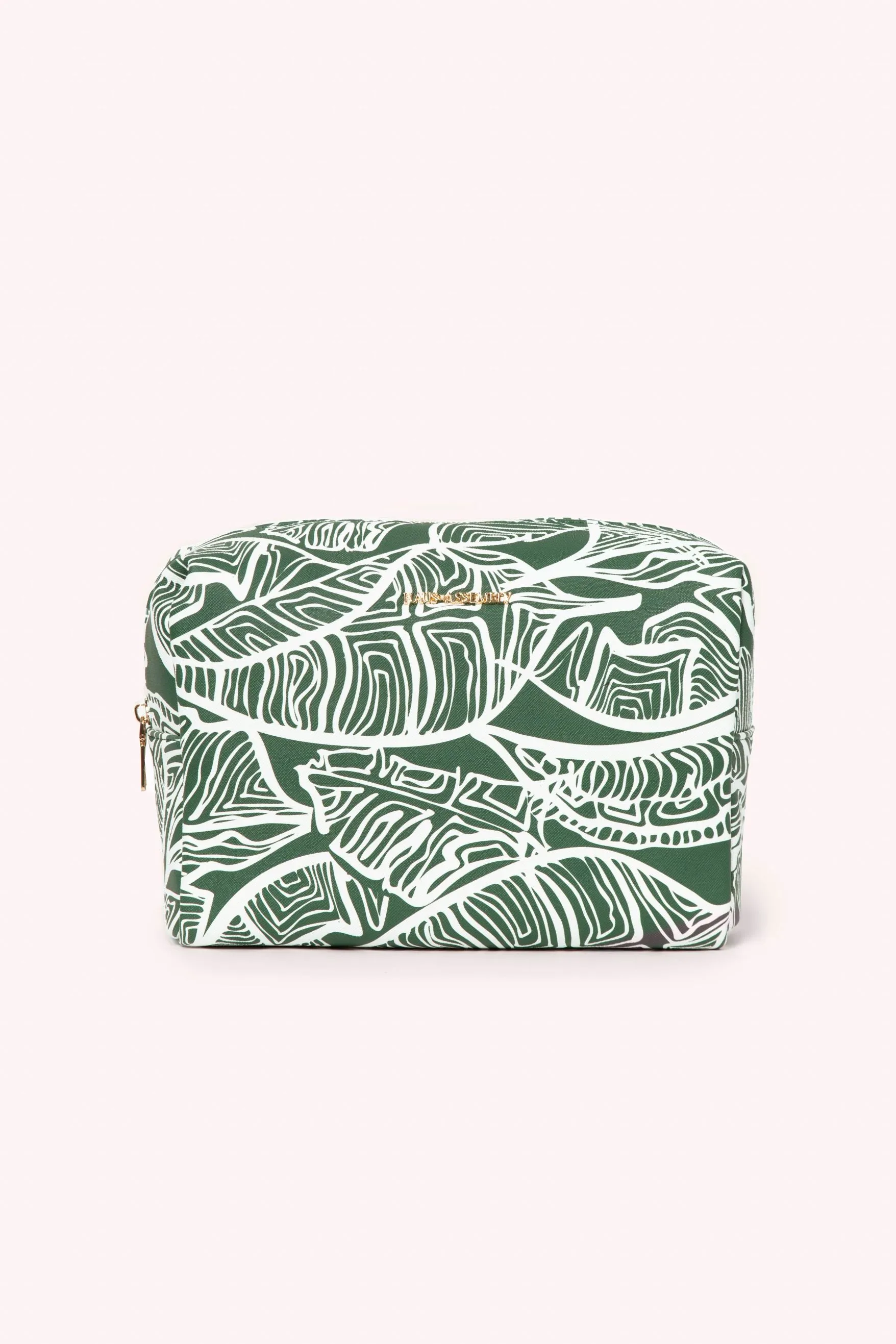 TOILETRY BAG- EMERALD GREEN BANANA LEAVES