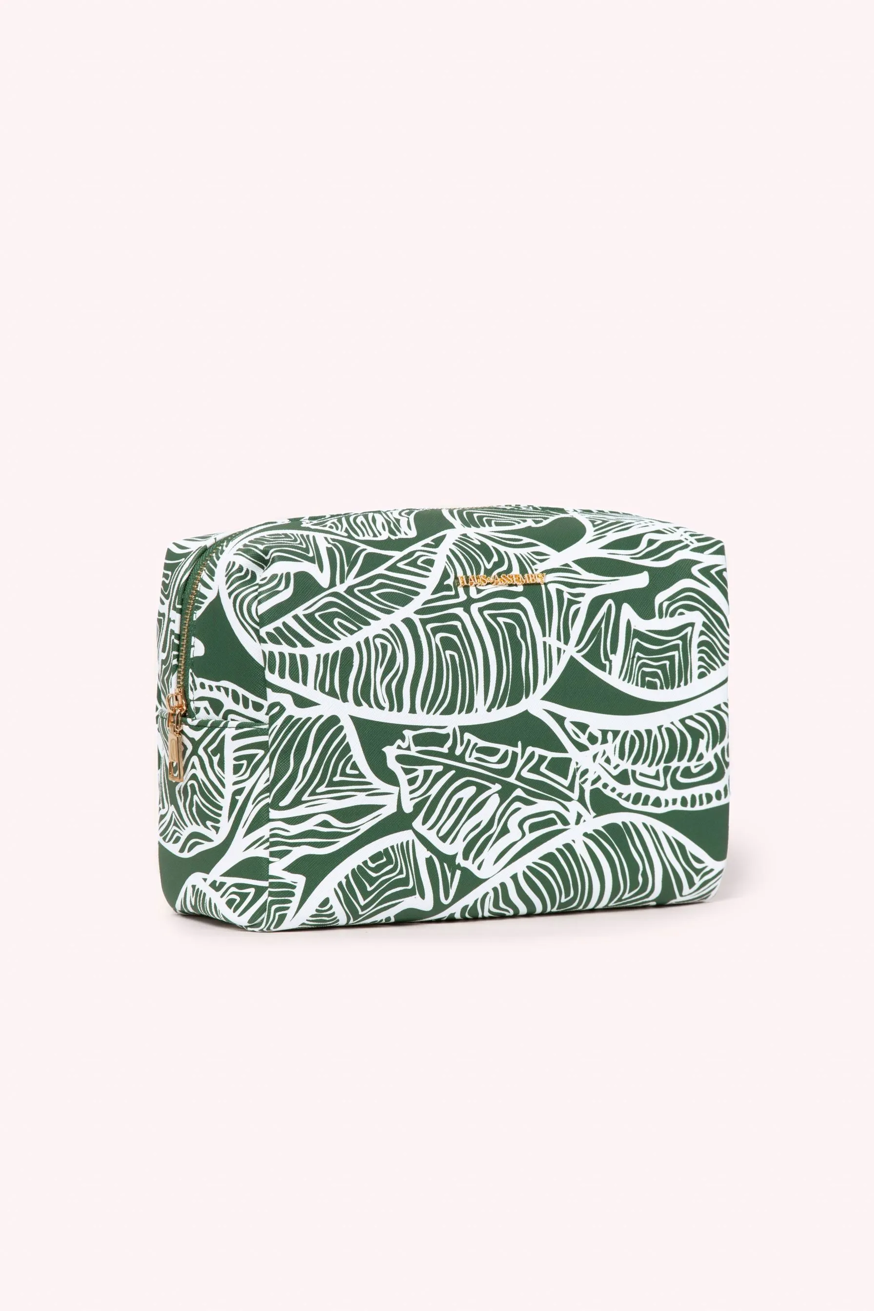 TOILETRY BAG- EMERALD GREEN BANANA LEAVES