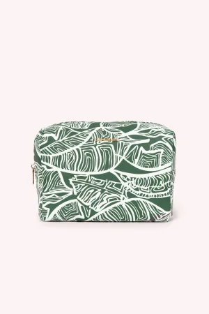 TOILETRY BAG- EMERALD GREEN BANANA LEAVES