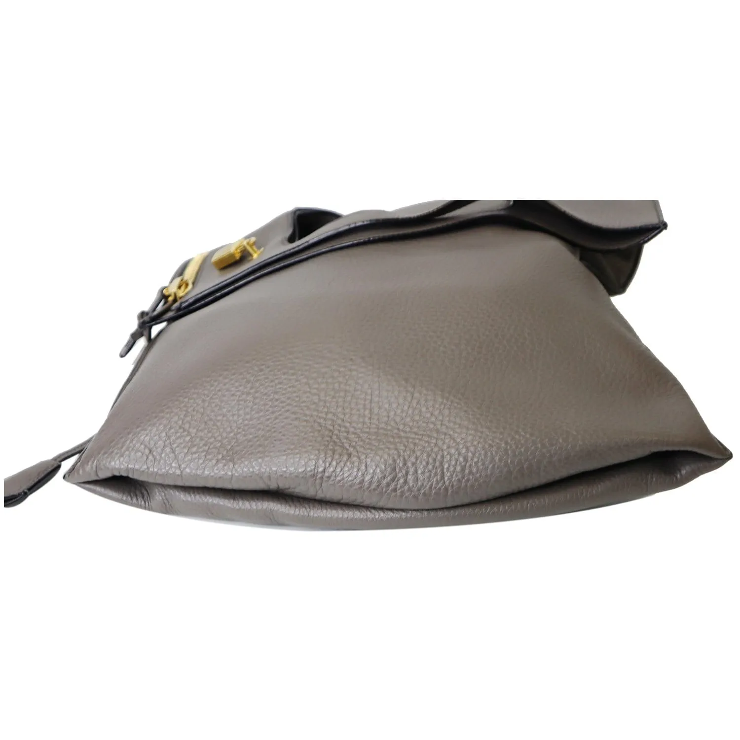 TOM FORD Alix Padlock Zip Fold-over Leather Shoulder Bag Grey