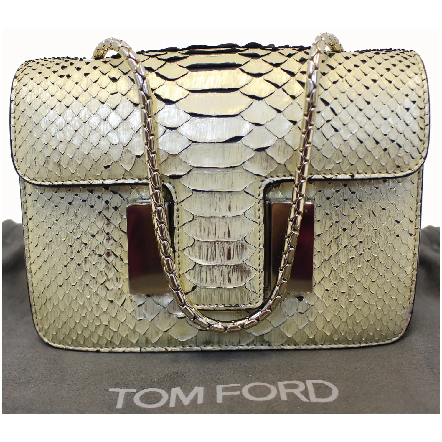 TOM FORD Sienna Python Chain Shoulder Bag Gold - 25% OFF