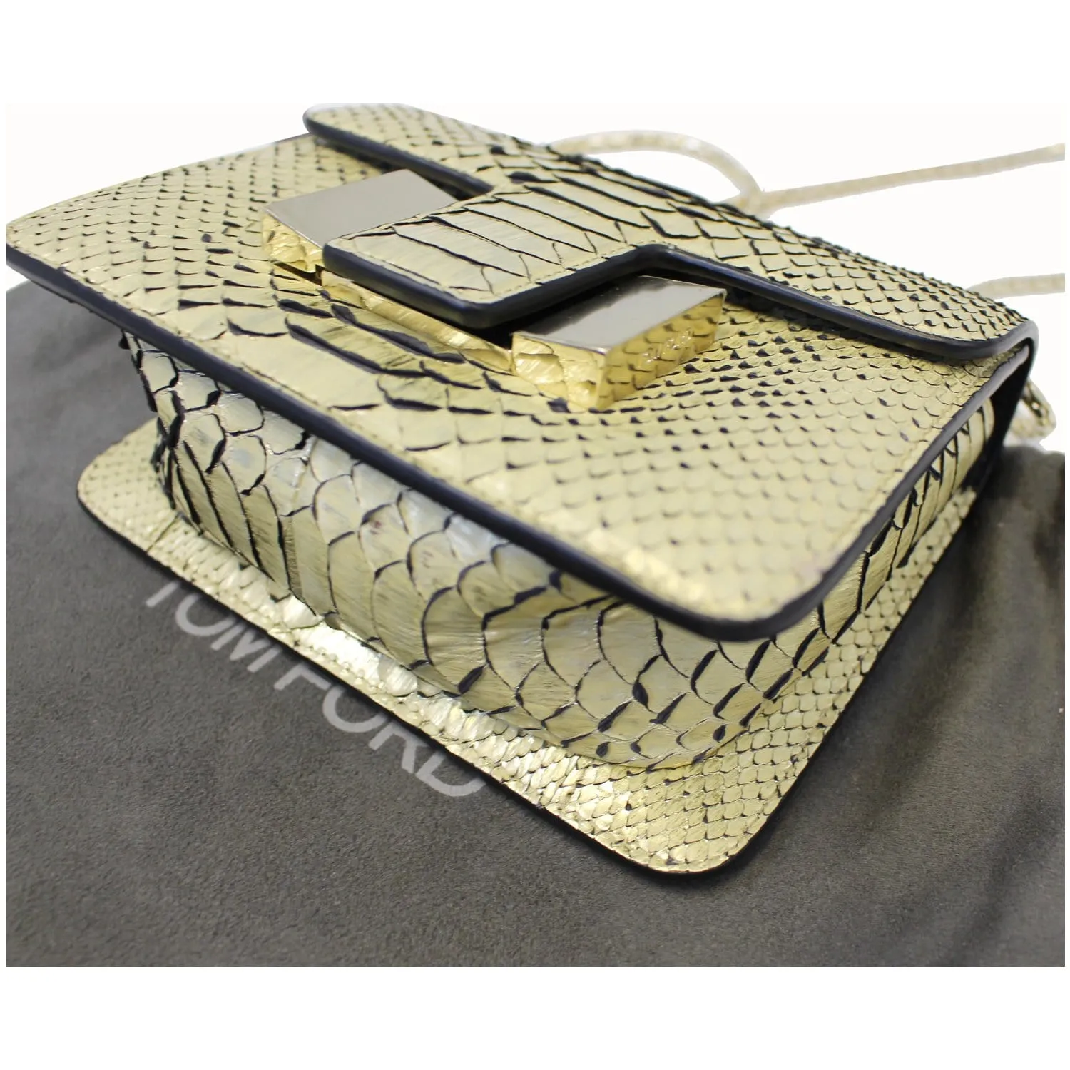 TOM FORD Sienna Python Chain Shoulder Bag Gold - 25% OFF