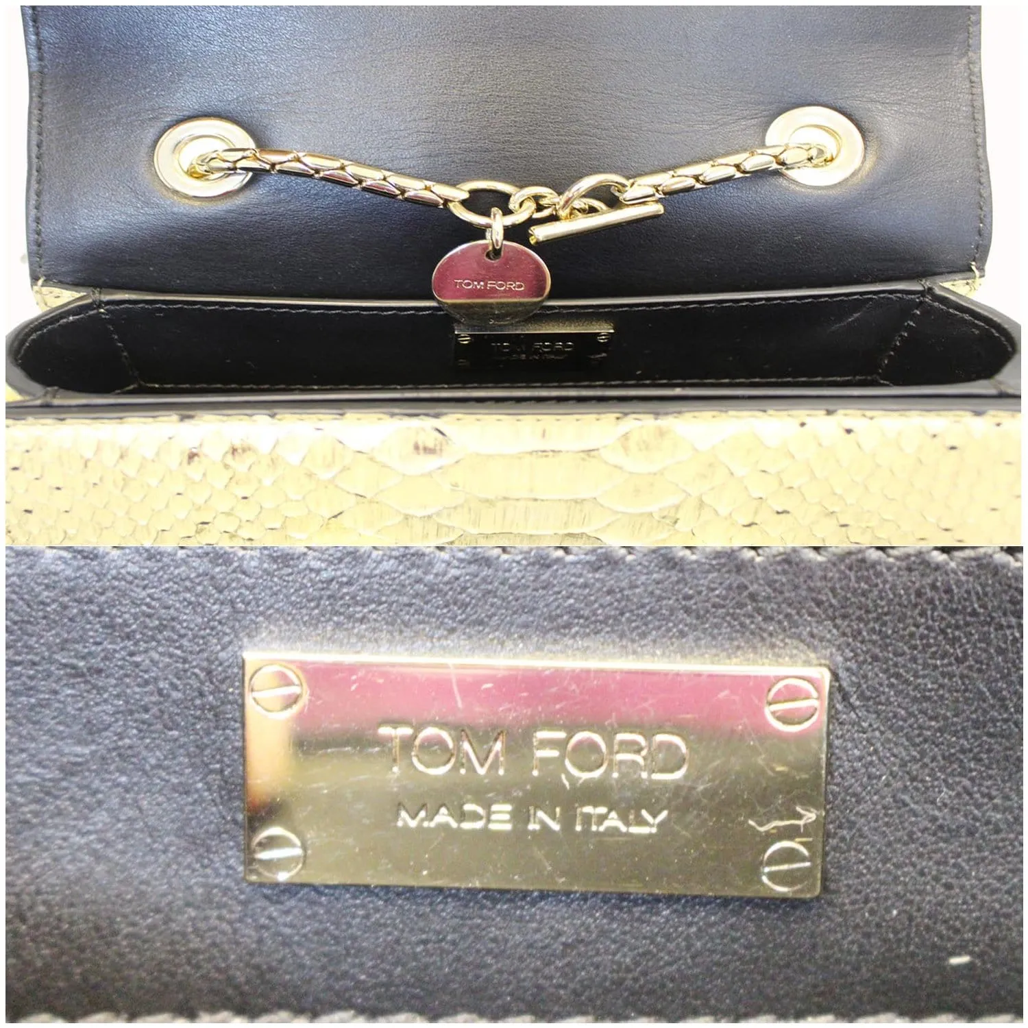 TOM FORD Sienna Python Chain Shoulder Bag Gold - 25% OFF
