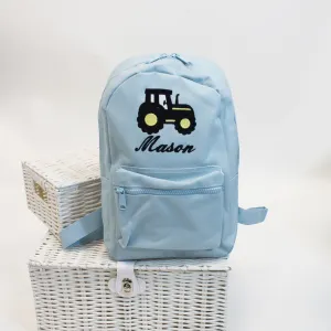 Tractor Embroidered Personalised Backpack - Various Colours