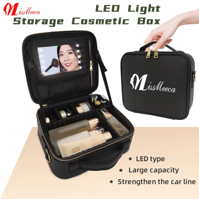 Travel Beauty Tool Smart LED Light Mirror Cosmetic Case Make up Bag For Girl