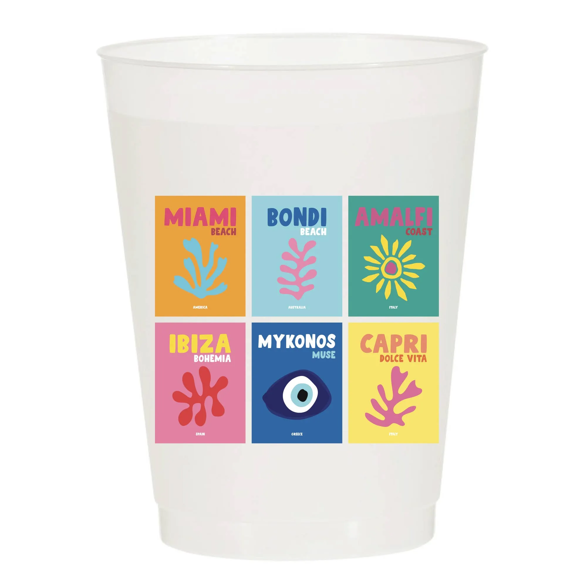 Travel Books Capri Miami Frosted Cups