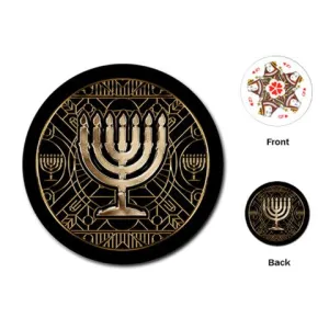 Travel Menorah Mini Playing Cards (Round)