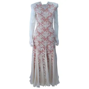 TRAVILLA Lace Gown with Nude Underlay Size 4-6