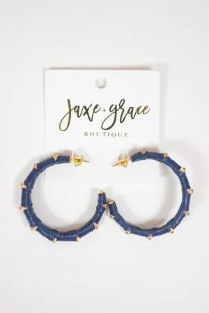 Trimmed Crystal & Wrapped Raffia Hoops, VARIOUS