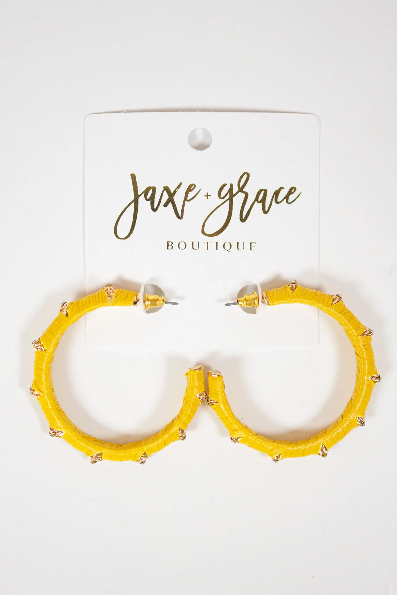 Trimmed Crystal & Wrapped Raffia Hoops, VARIOUS