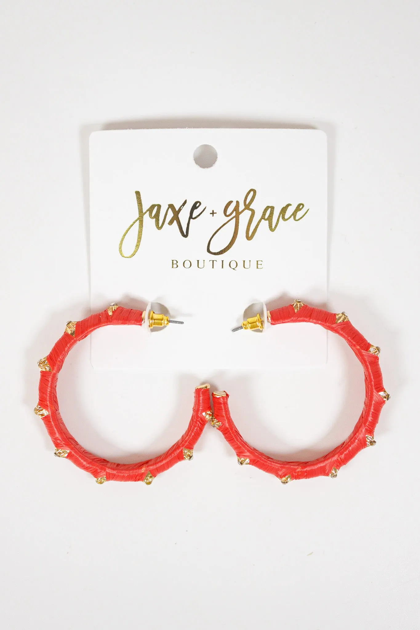 Trimmed Crystal & Wrapped Raffia Hoops, VARIOUS