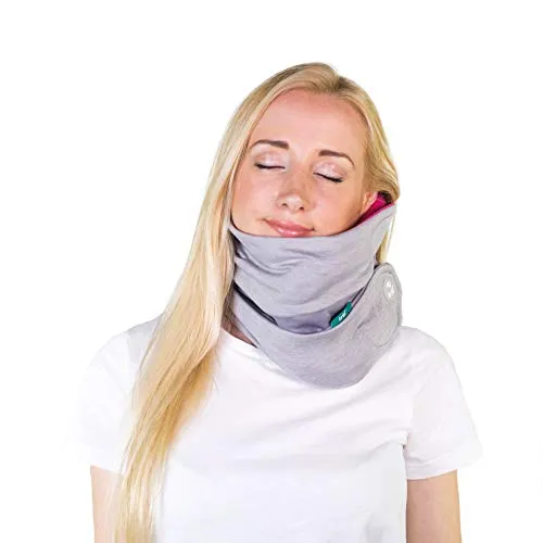 trtl Pillow Plus, Travel Pillow - Fully Adjustable Neck Pillow for Airplane Travel, Car, Bus and Rail. (Pink) Includes Water Proof Carry Bag and Setup Guide Travel Accessories