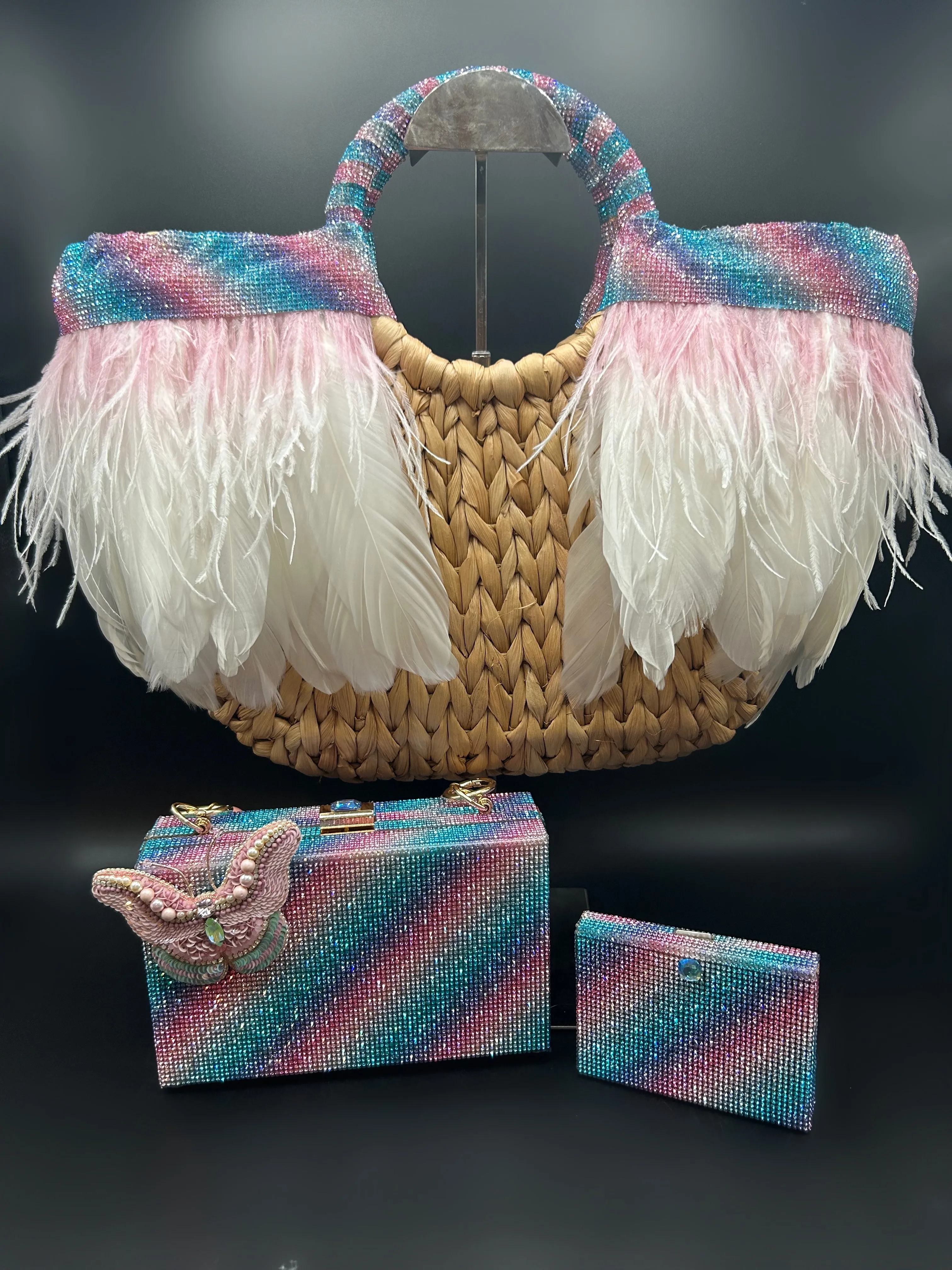 Unicorn Striped Feather Bag