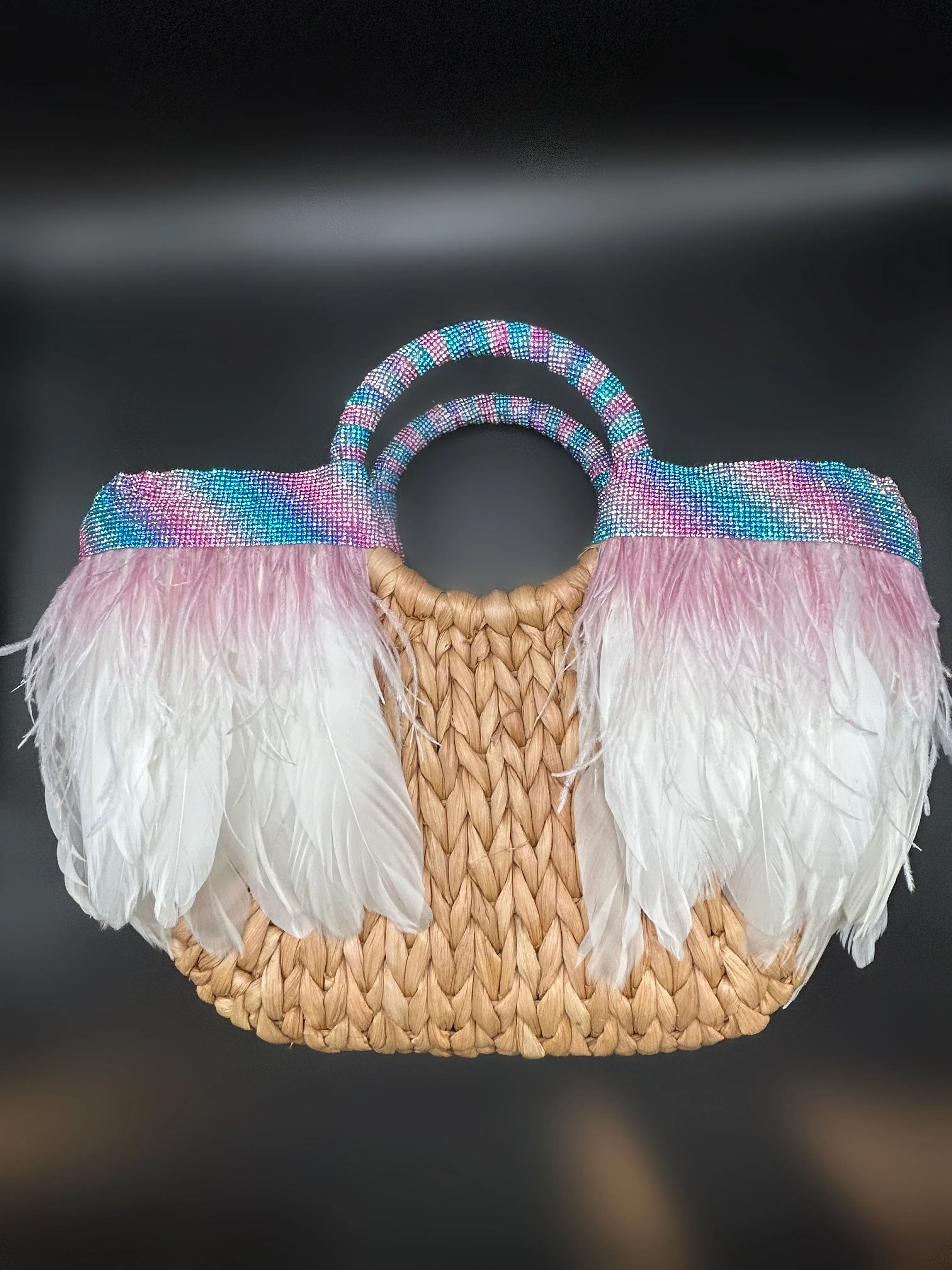 Unicorn Striped Feather Bag