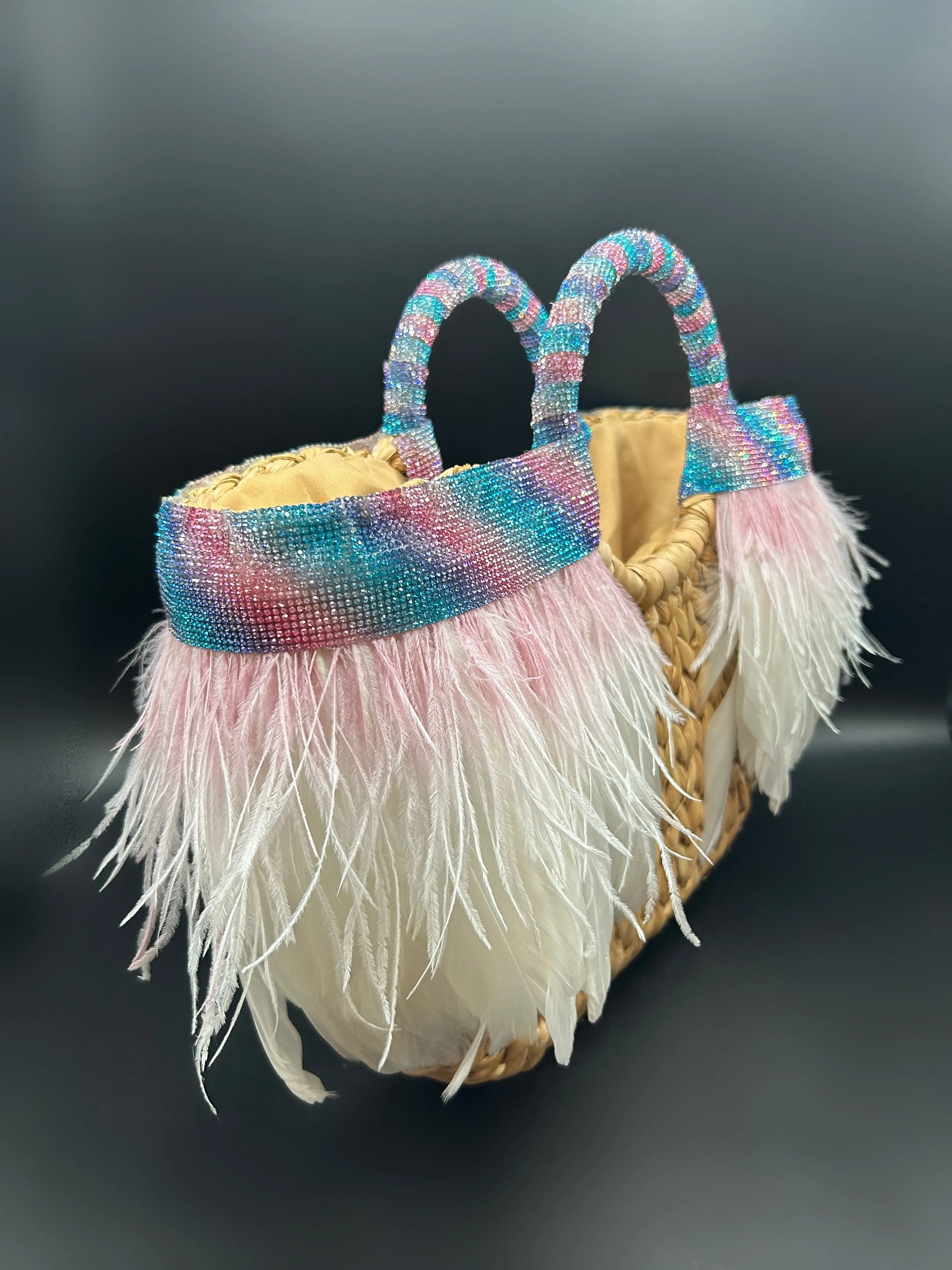 Unicorn Striped Feather Bag