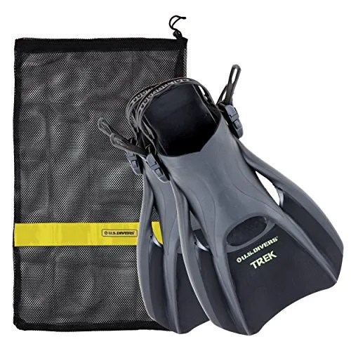 US Divers Trek Travel Fin with Mesh Carrying Bag, Black, Large