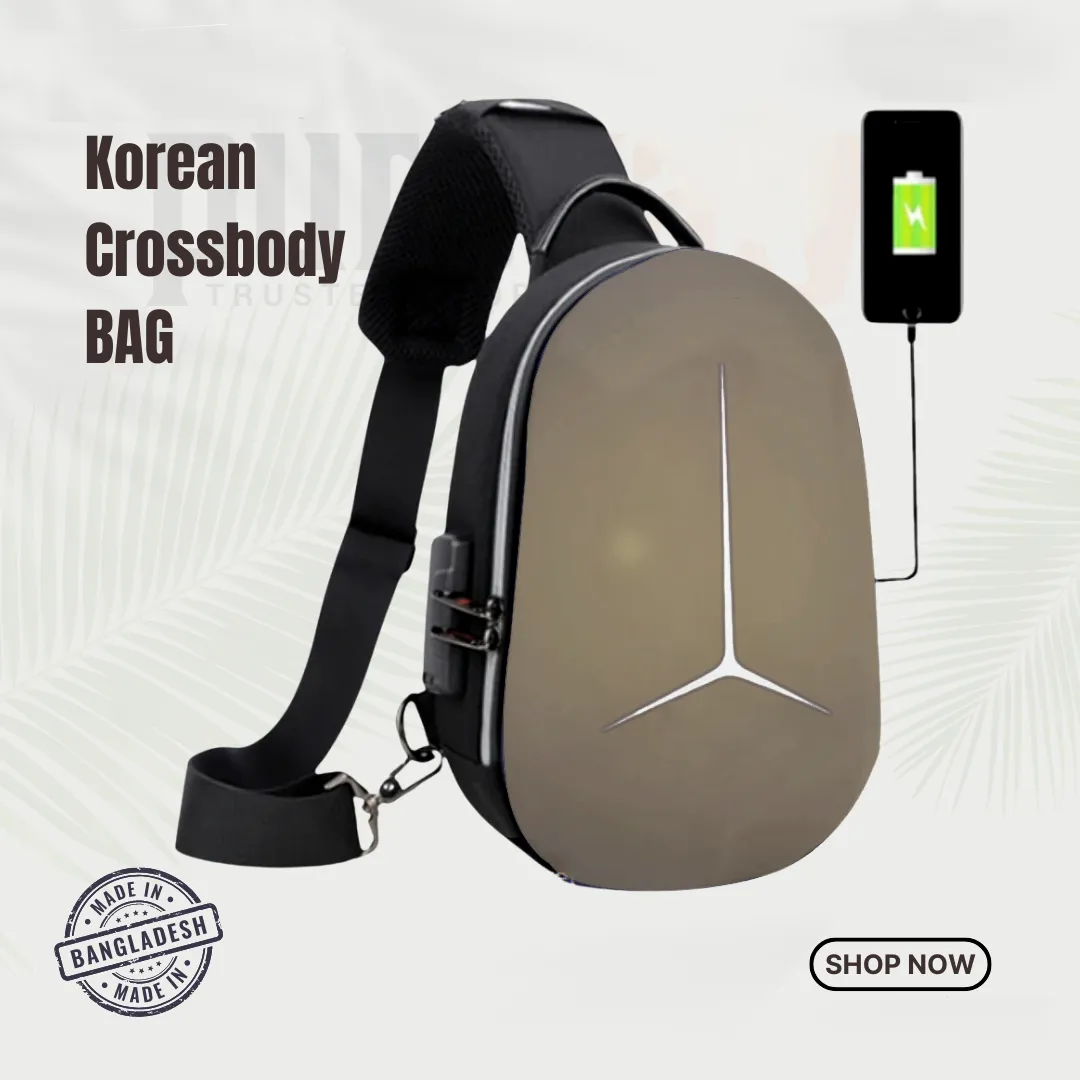 USB Men’s Hard Shoulder Password Crossbody bag