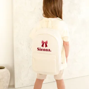 Vanilla Mini Backpack - Bow Embroidered