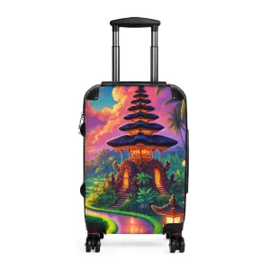 Vibrant Travel Suitcase with Asian Temple Design