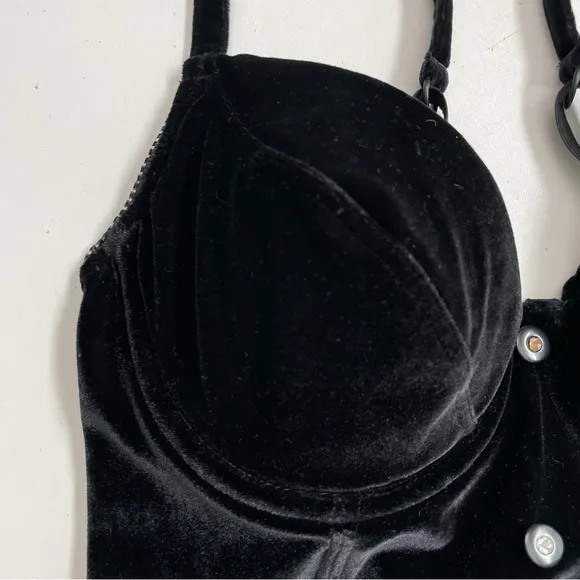 Victorias Secret Corset Bra Velvet Velour Push Up Padded Underwire Black