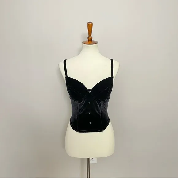 Victorias Secret Corset Bra Velvet Velour Push Up Padded Underwire Black