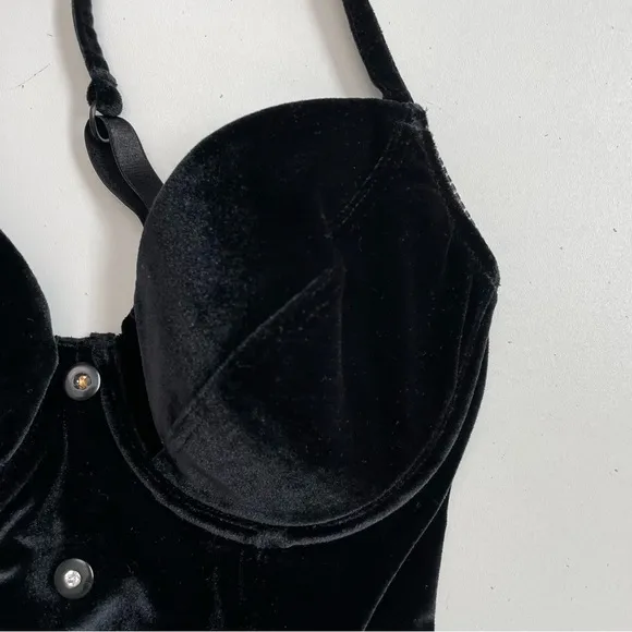 Victorias Secret Corset Bra Velvet Velour Push Up Padded Underwire Black