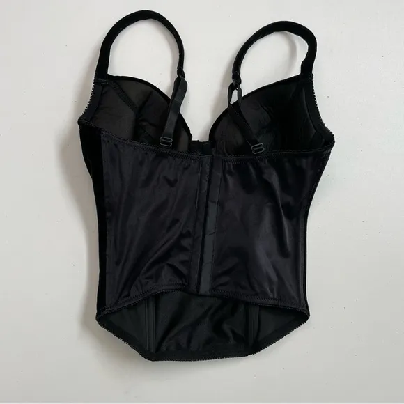 Victorias Secret Corset Bra Velvet Velour Push Up Padded Underwire Black
