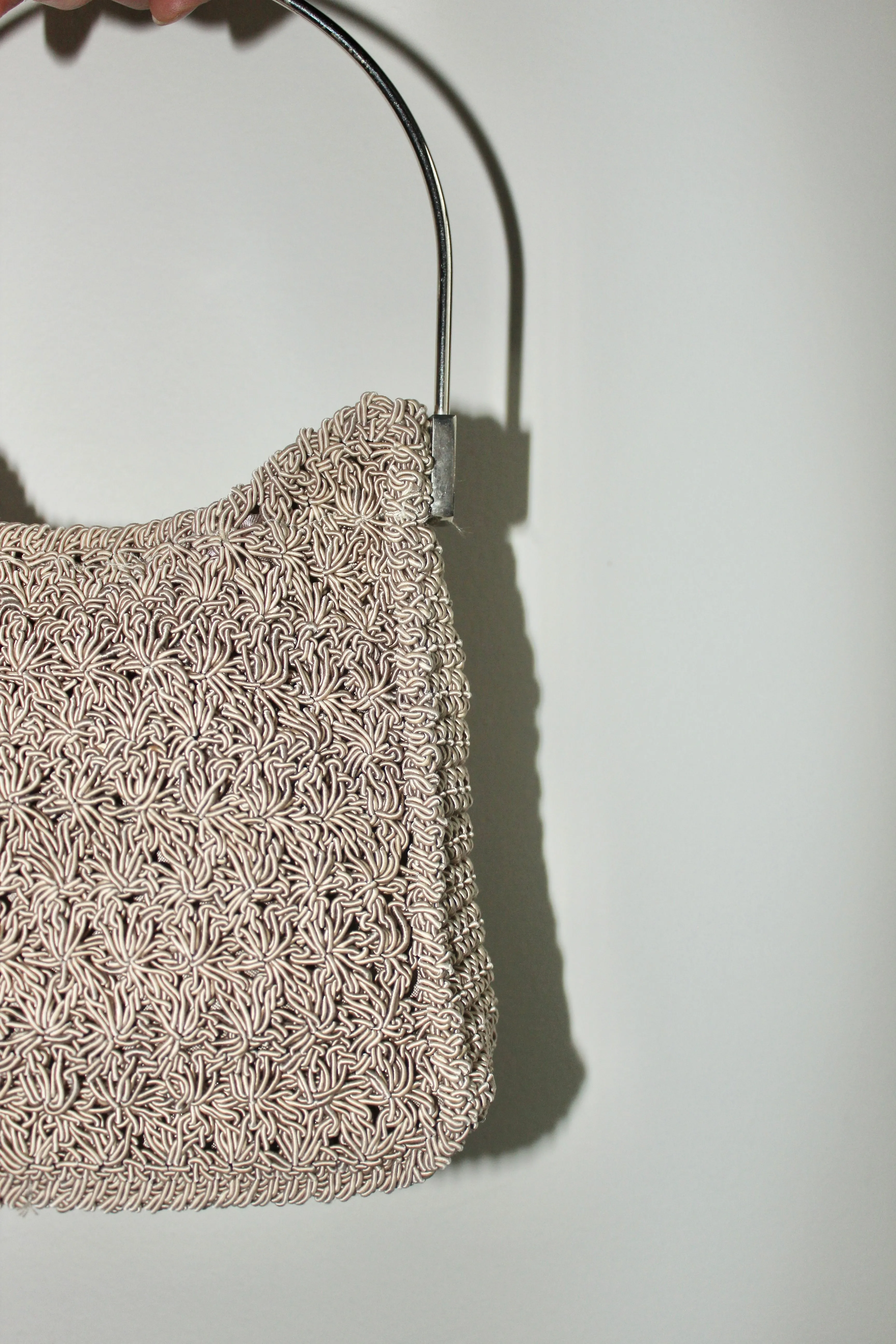 Vintage 90s Taupe Knit Purse