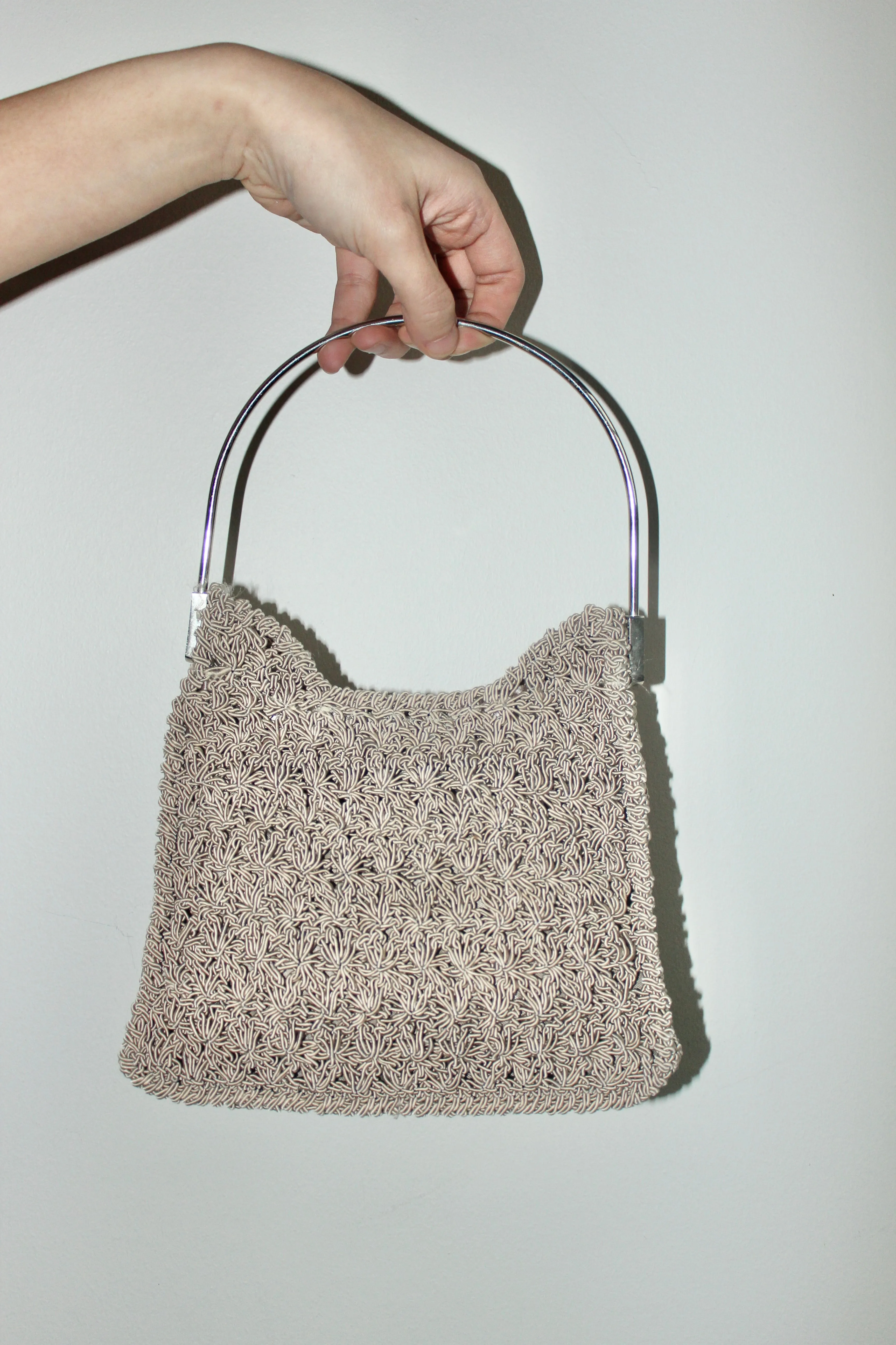 Vintage 90s Taupe Knit Purse