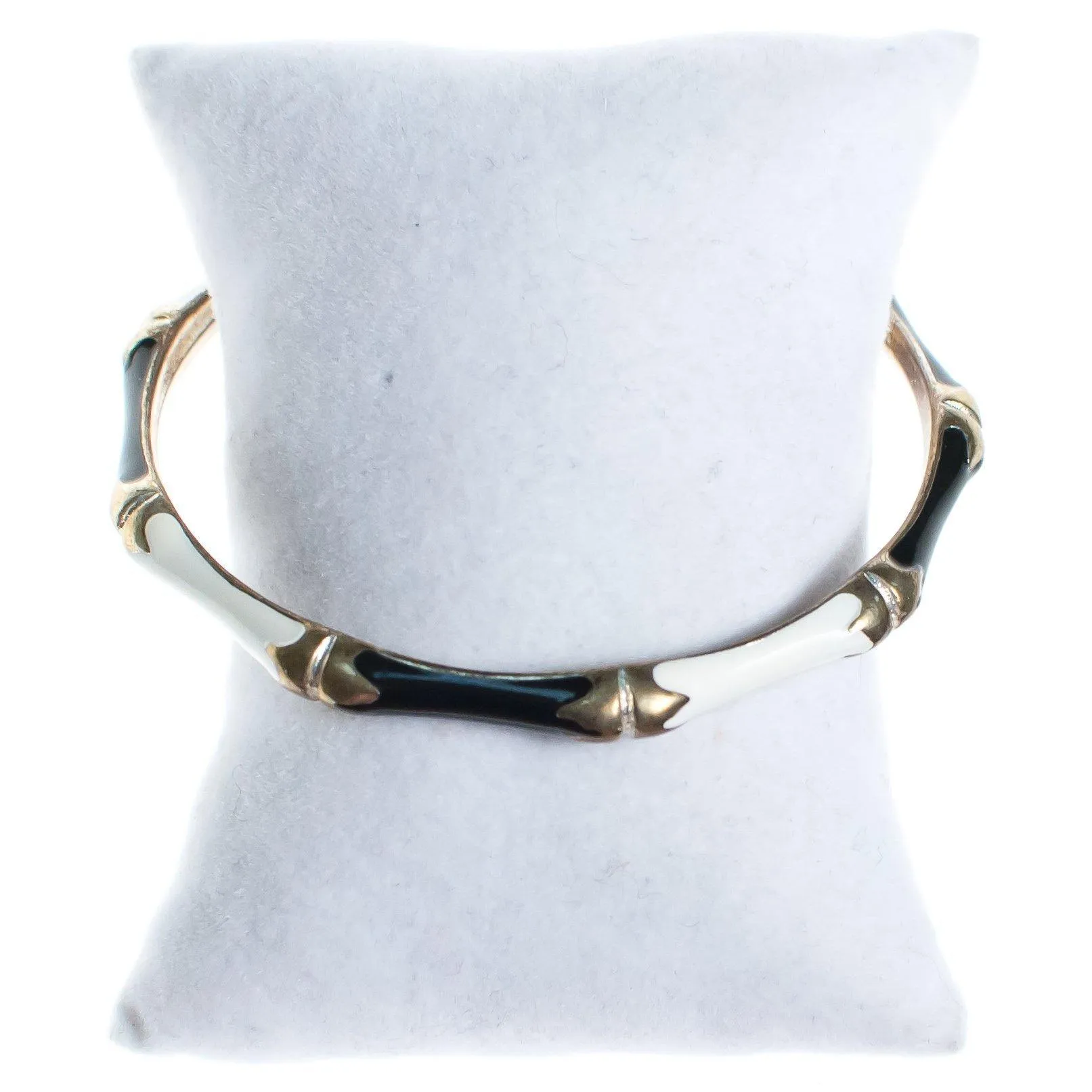 Vintage Black and White Bamboo Bangle Bracelet