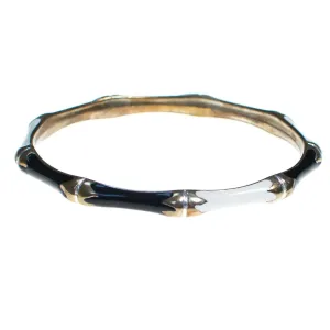 Vintage Black and White Bamboo Bangle Bracelet