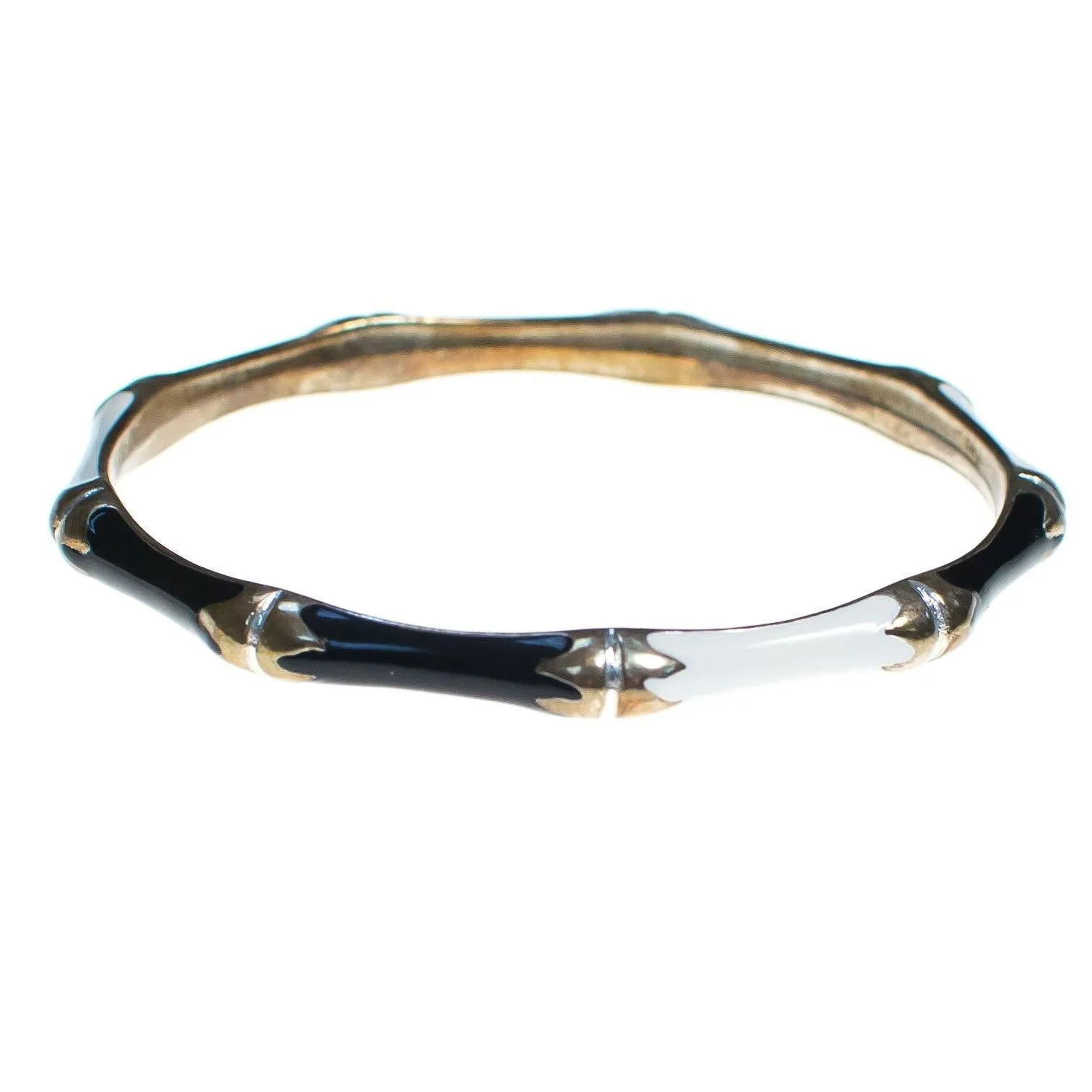 Vintage Black and White Bamboo Bangle Bracelet