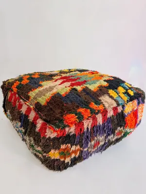 Vintage Boucherouite Pouf - Colorful Symbolic