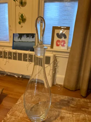 Vintage Handblown Wine Decanter with etched lillie’s of the valley