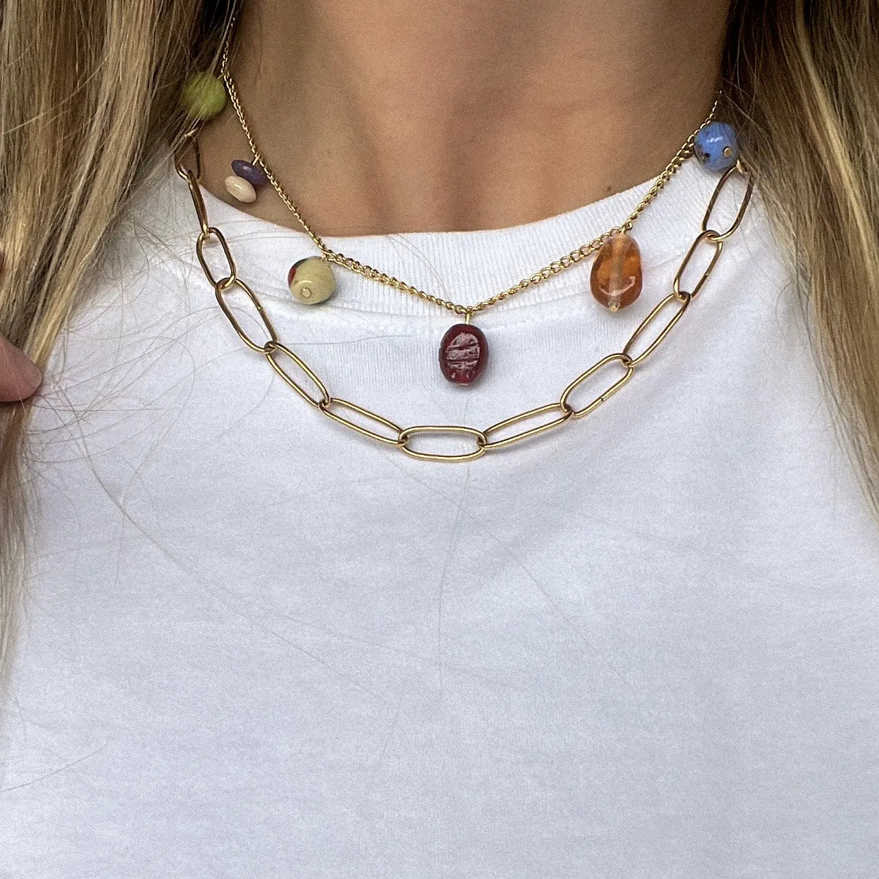 Vintage Indian Glass Charm Necklace