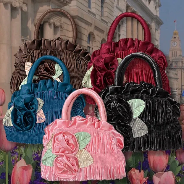 Vintage Pleated Flower Tote UB98372