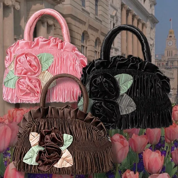 Vintage Pleated Flower Tote UB98372