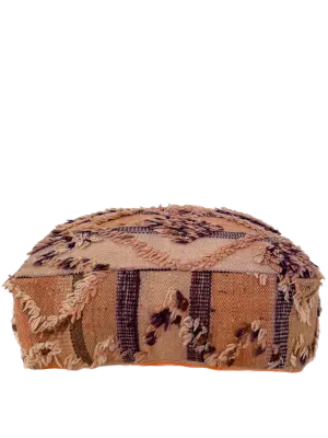 Vintage Striped Hanbel Mixed Pile Pouf - Purple Accent