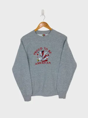 Vintage USA 'Proud to be American' Embroidered Vintage Sweatshirt Size 8-10