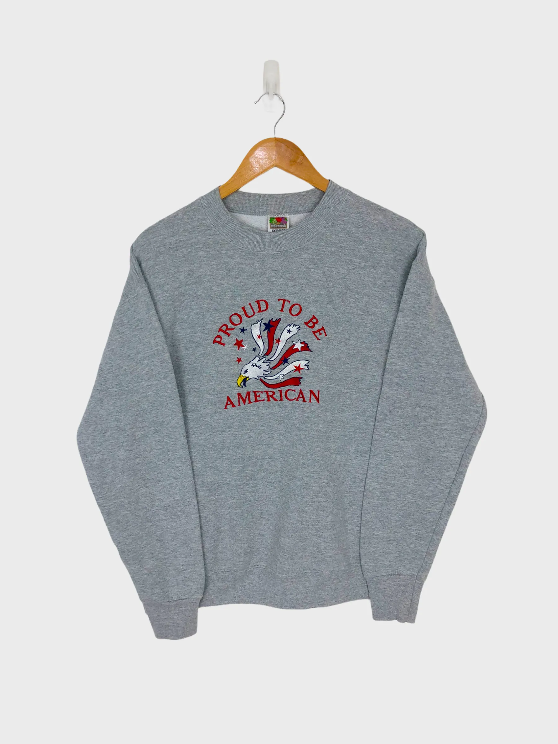 Vintage USA 'Proud to be American' Embroidered Vintage Sweatshirt Size 8-10