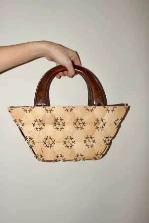 Vintage Wooden Handle Structured Purse