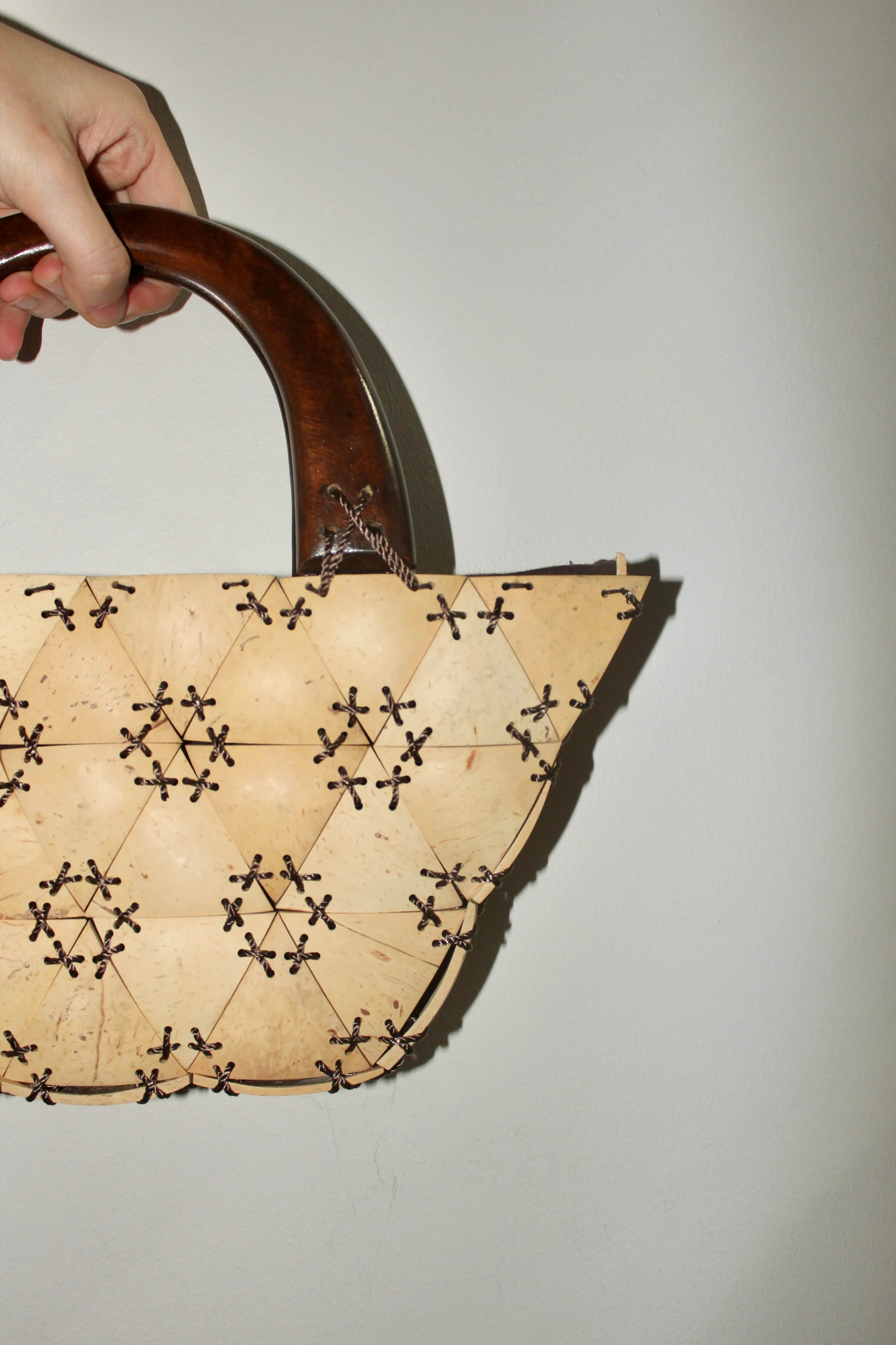 Vintage Wooden Handle Structured Purse