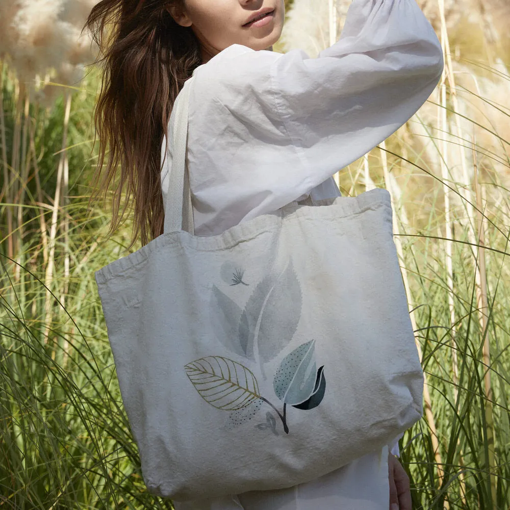 WATERCOLOR LEAVES CANVAS BAG