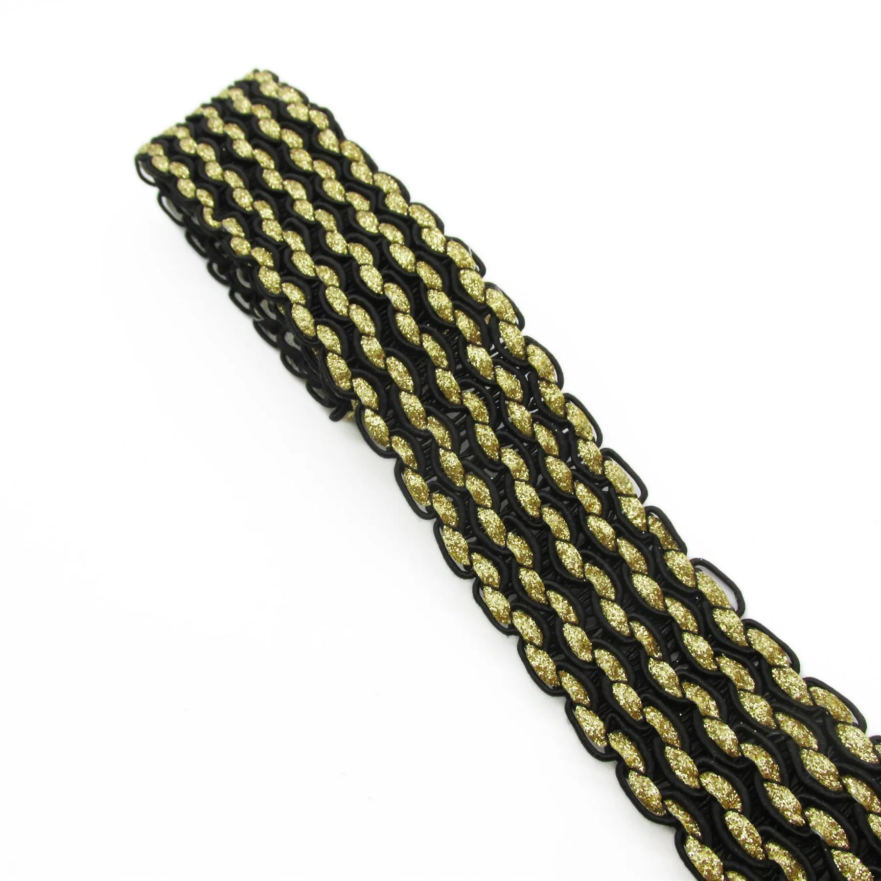 Wavy Corded And Lurex Trimmed Braid 35mm 7613