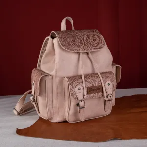 WG12-9110B  Wrangler Vintage Floral Tooled Backpack - Tan