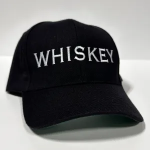 Whiskey embroidered on a black SnapBack Hat Cap Custom Embroidery