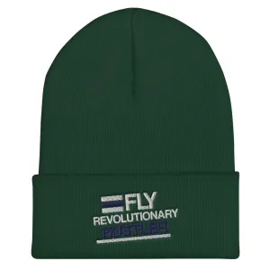 White & Navy Embroidered Cuffed FRH Beanie